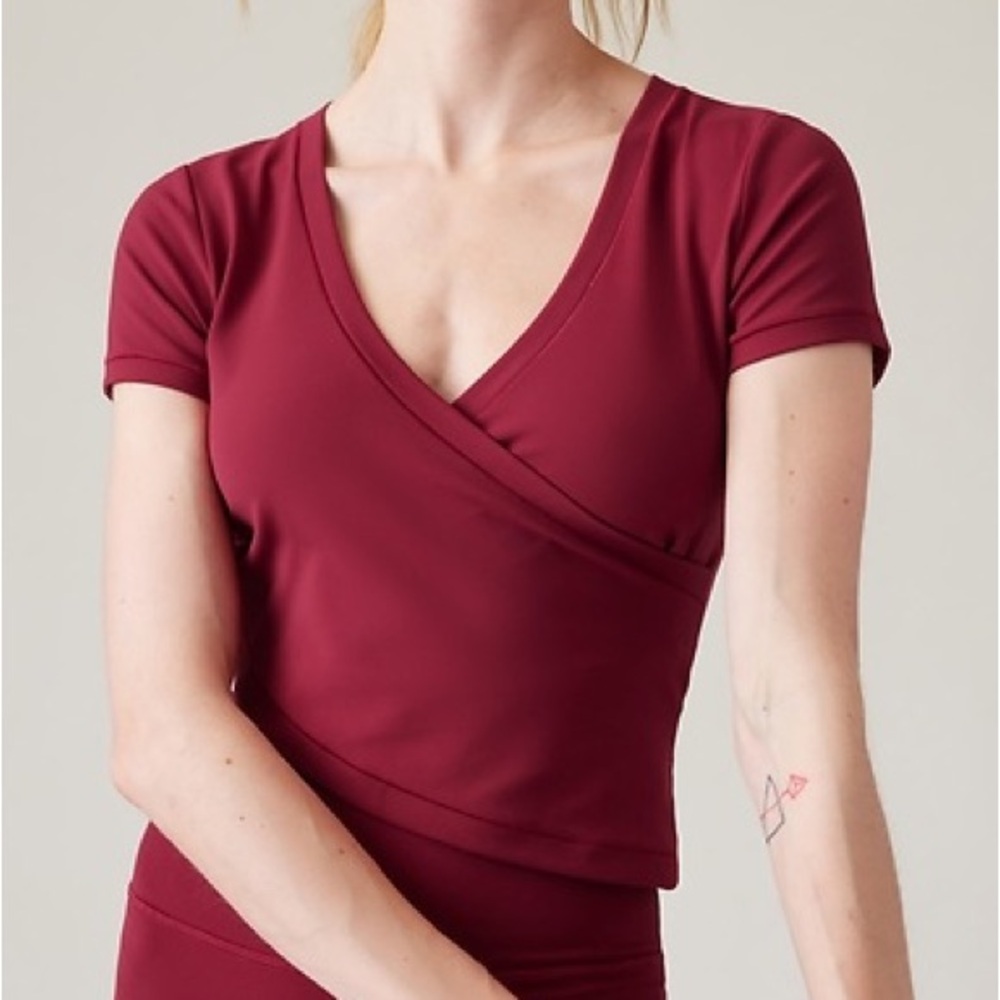 Athleta Transcend Wrap Top in Crimson